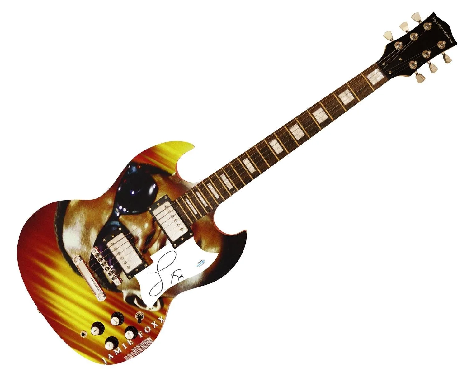 Jamie Foxx Signed Autographed Custom Graphics Photo Guitar ACOA, image 3
