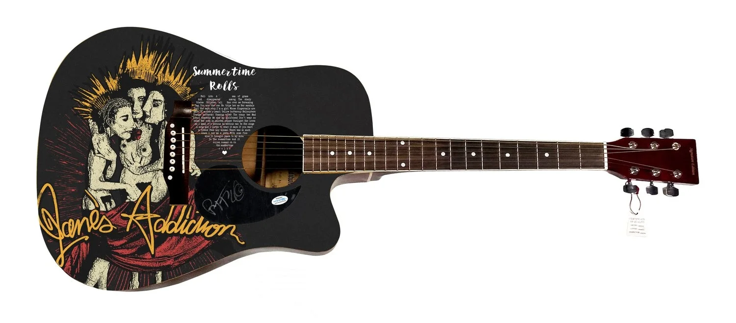 Jane?s Addiction Perry Farrell Signed 1:1 Graphics Photo Guitar ACOA, image 2