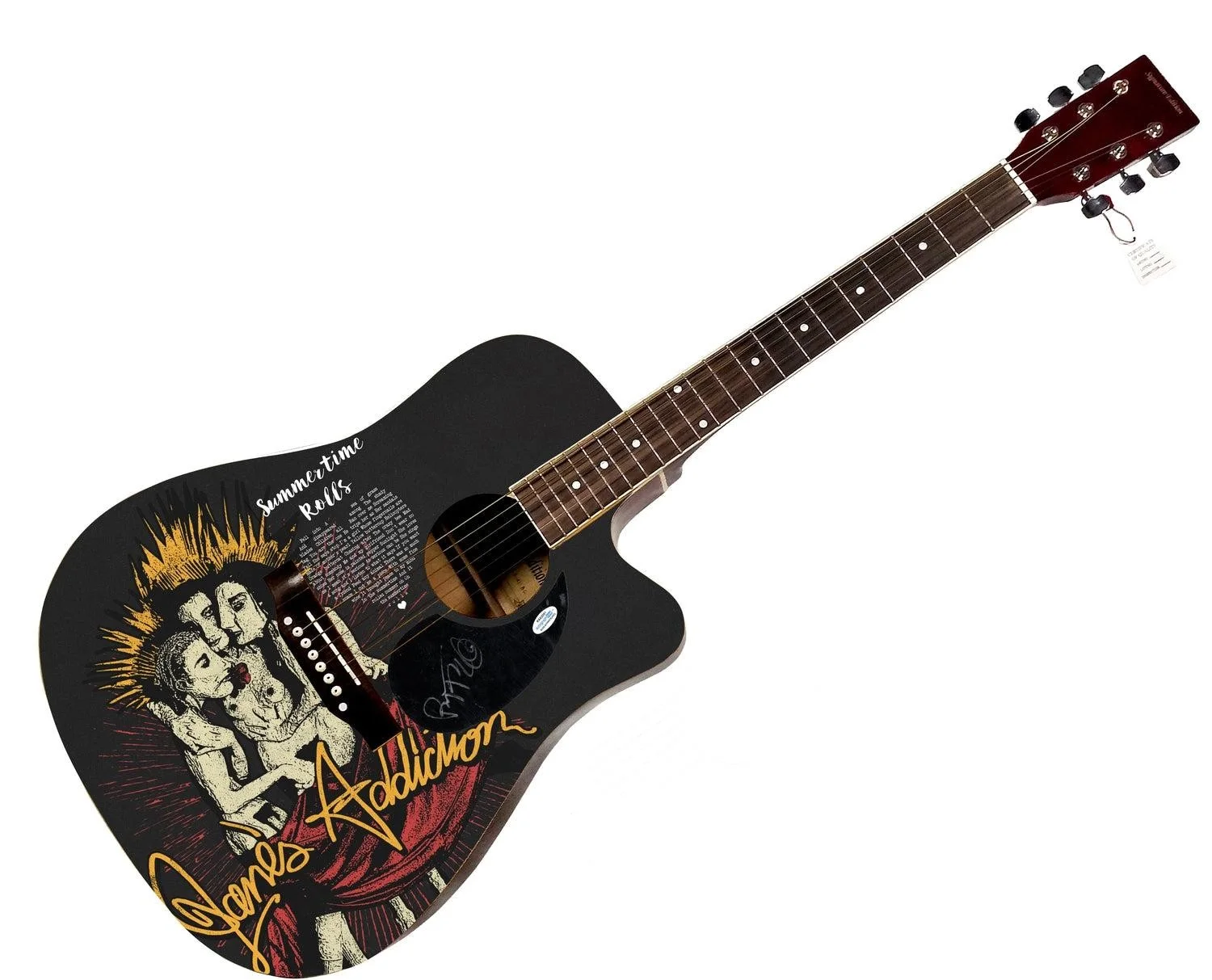 Jane?s Addiction Perry Farrell Signed 1:1 Graphics Photo Guitar ACOA, image 3