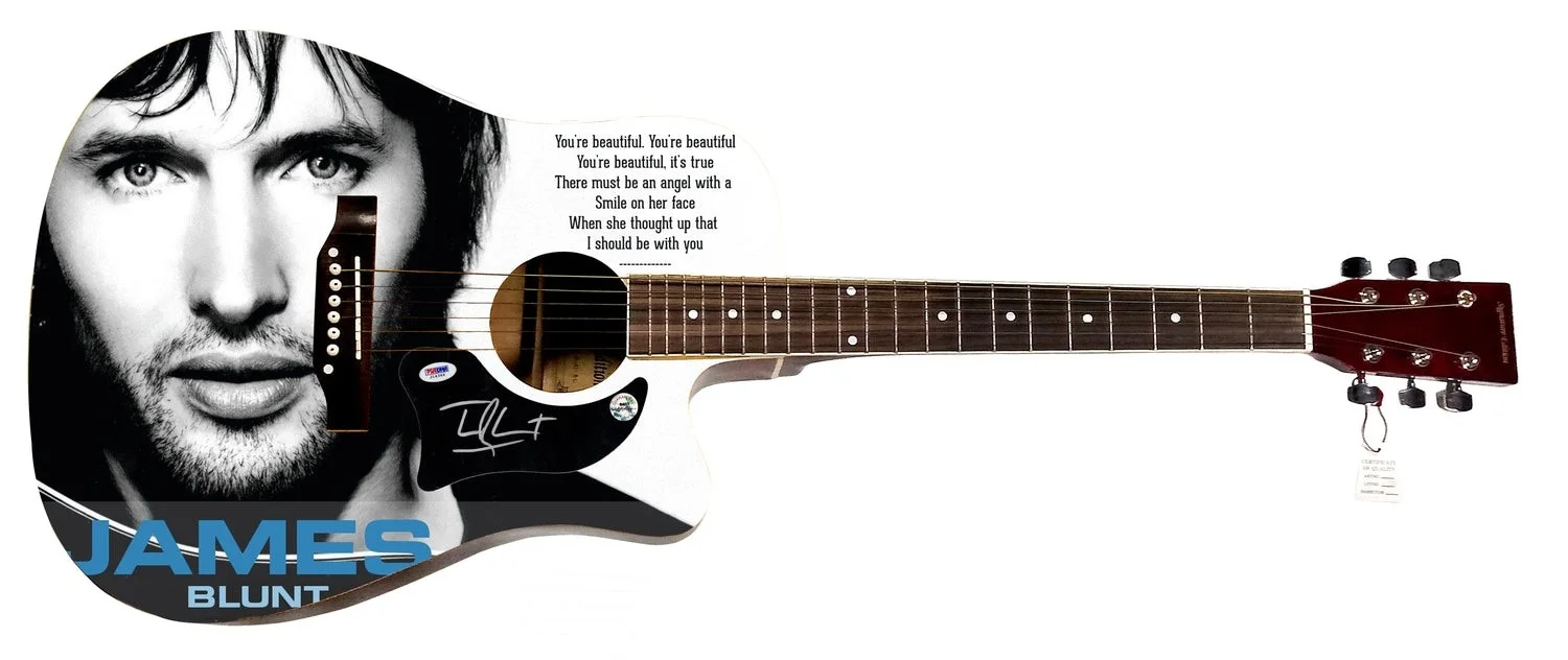 James Blunt Signed Custom Graphics 1/1 Acoustic Guitar JSA, image 2