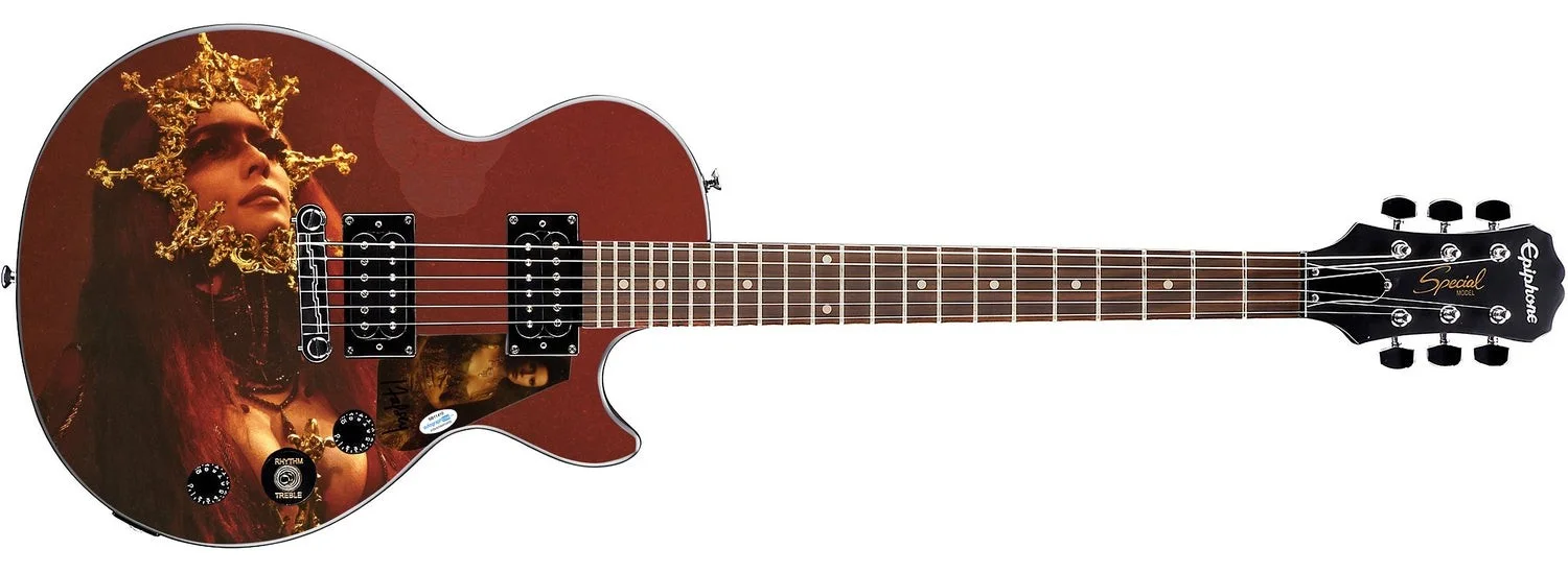 Halsey Signed Epiphone 1/1 Custom Graphics Guitar ACOA, image 2