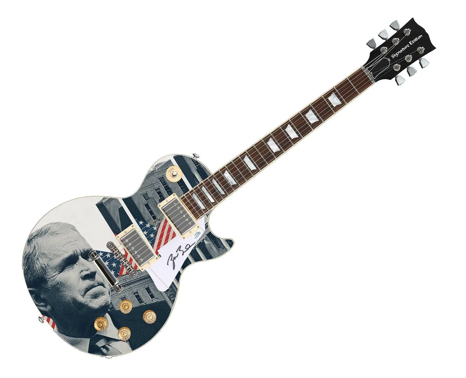 George W Bush Signed Autographed Photo Graphics Guitar ACOA ACOA, изображение 3
