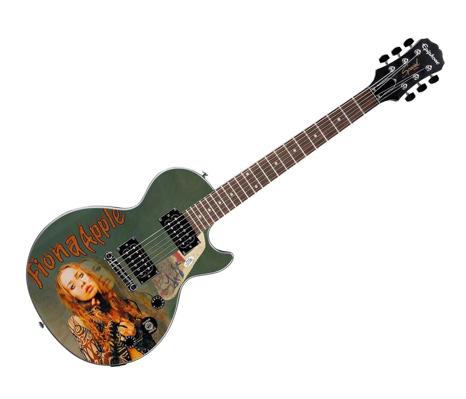 Fionna Apple Signed Gibson Epiphone Les Paul Photo Graphics Guitar ACOA, изображение 3