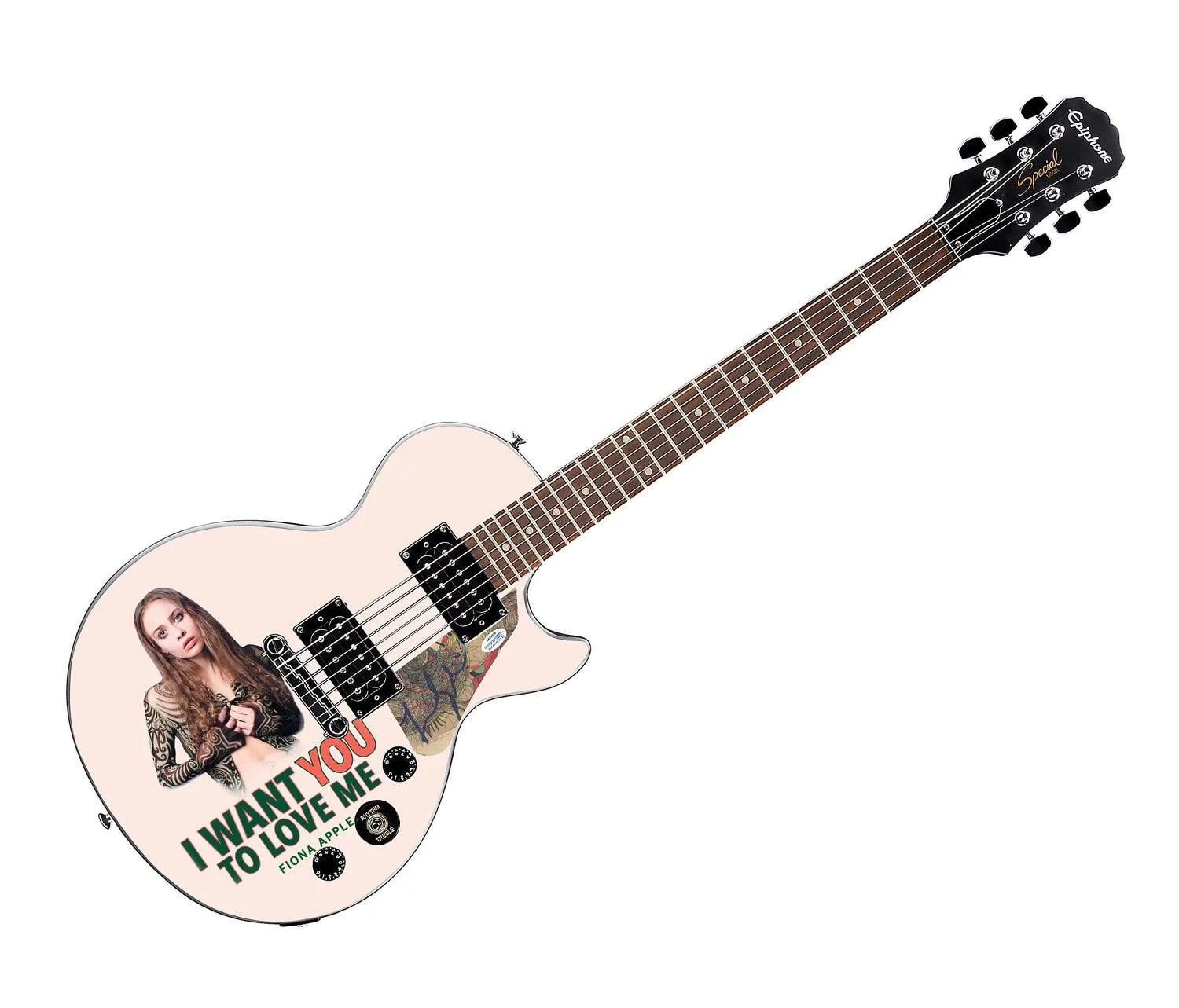Fionna Apple Signed Gibson Epiphone Les Paul Photo Graphics Guitar ACOA, image 3