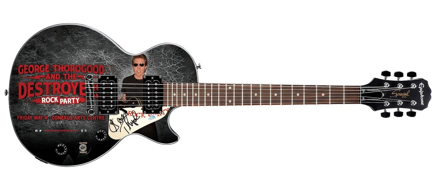 George Thorogood Signed Custom Graphics Gibson Epiphone Guitar ACOA, image 2