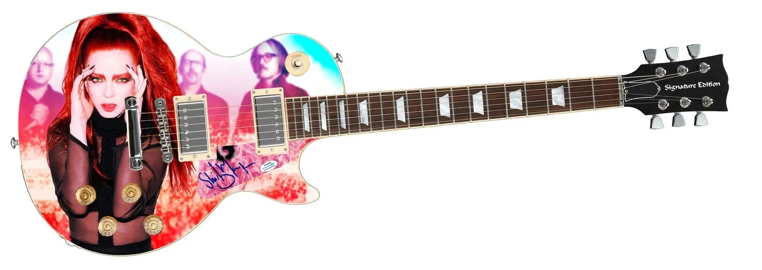 Garbage Shirley Manson Signed Custom Graphics 1/1 Photo Guitar ACOA, image 2