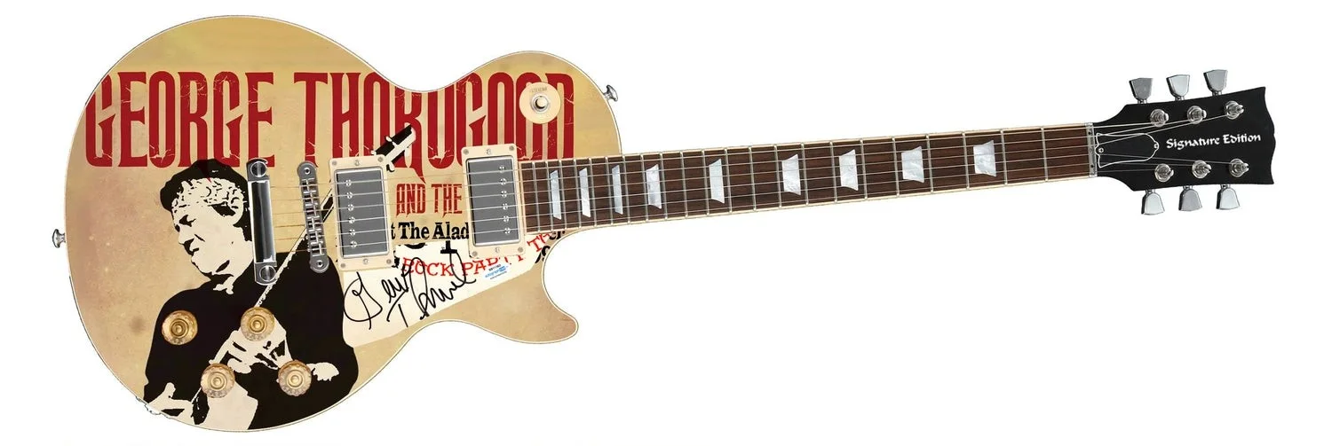 George Thorogood Signed Autographed Custom Graphics Photo Guitar ACOA, image 2