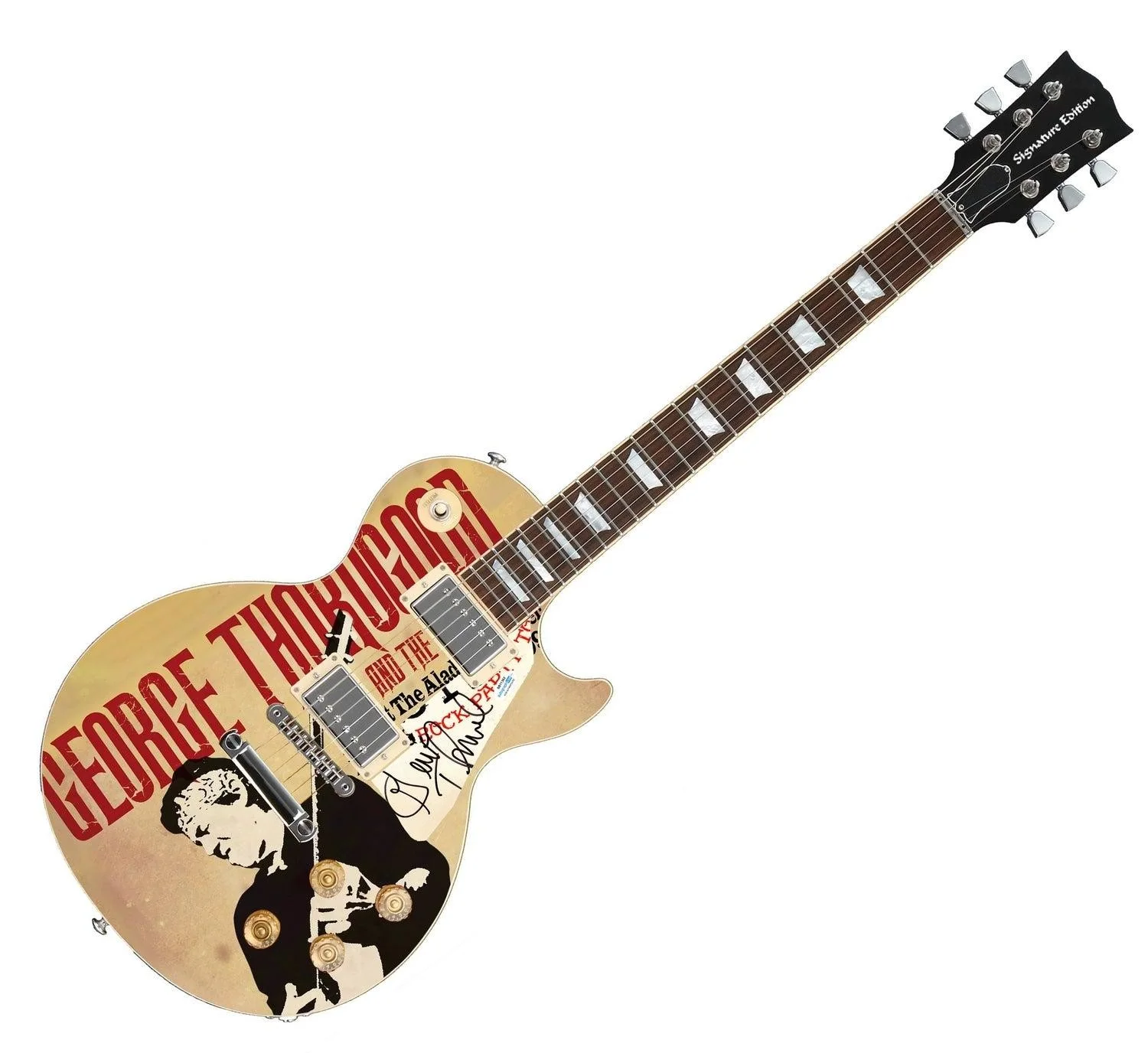 George Thorogood Signed Autographed Custom Graphics Photo Guitar ACOA, image 3