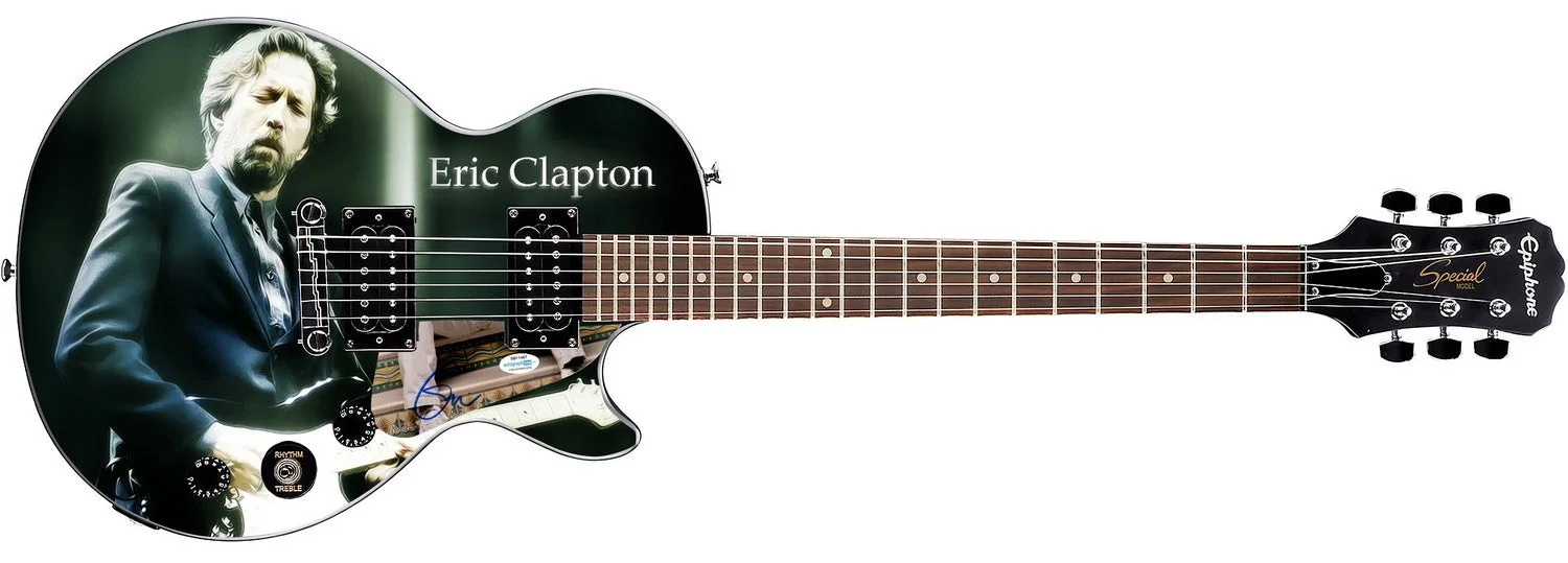 Eric Clapton Autographed 1/1 Custom Graphics Epiphone Les Paul Guitar ACOA, image 2