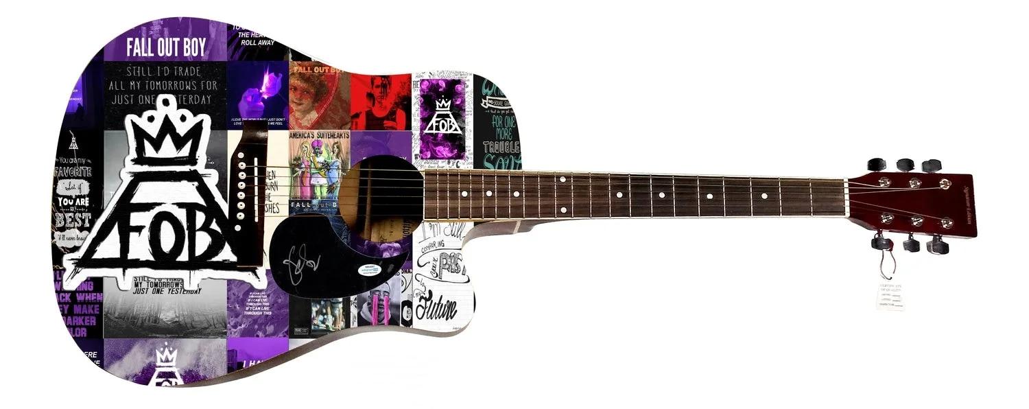 Fall Out Boy Pete Wentz Signed 1:1 Signature Edition Graphics Photo Guitar, image 2