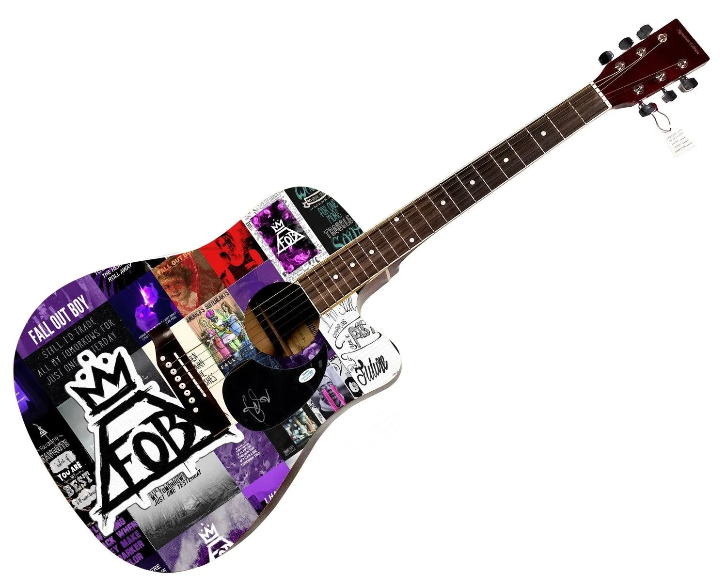 Fall Out Boy Pete Wentz Signed 1:1 Signature Edition Graphics Photo Guitar, image 3