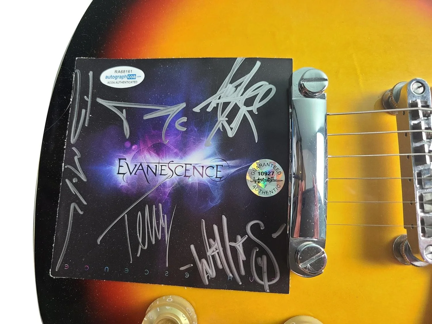 Evanescence Signed Album Lp CD Amy Lee Guitar ACOA, image 4