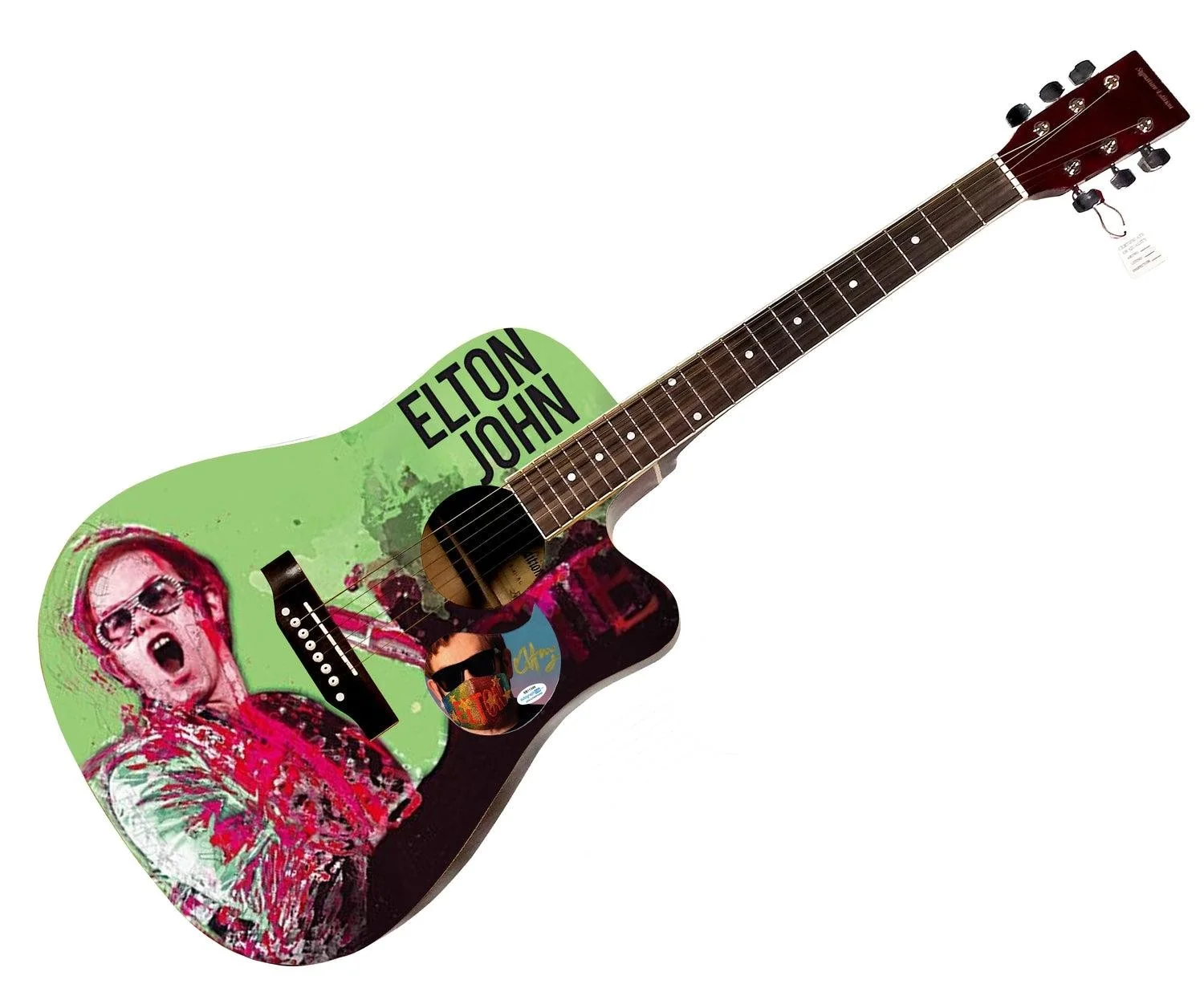 Elton John Signed Autographed Custom Graphics Photo Guitar ACOA, image 3