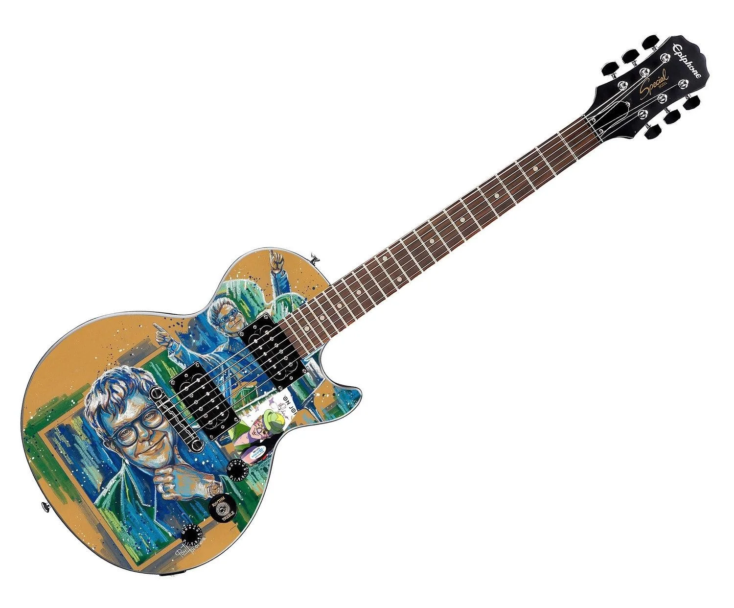 Elton John Live Signed Custom Graphics Gibson Epiphone Guitar ACOA, image 3