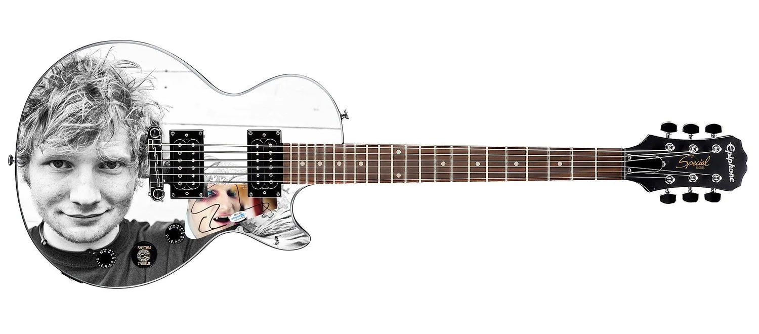 Ed Sheeran Signed Custom Graphics Gibson Epiphone Guitar ACOA, image 2