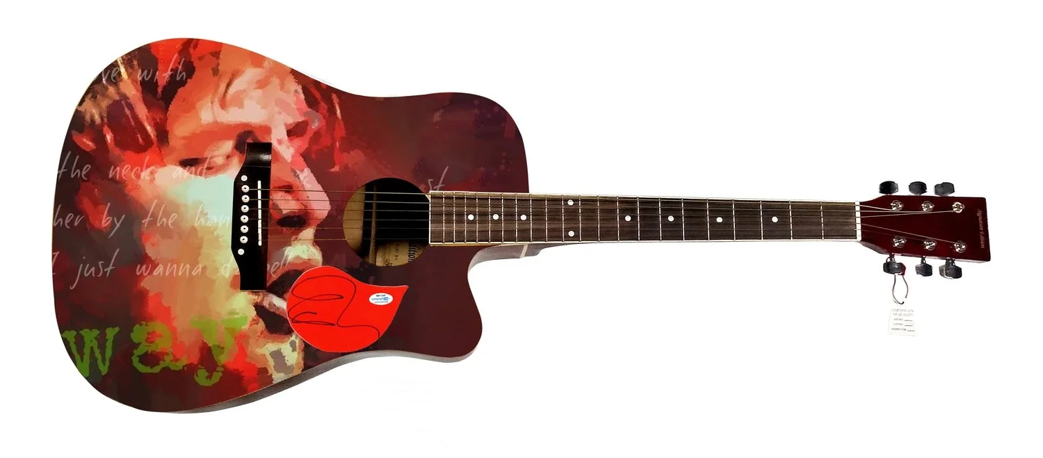 Ed Sheeran Signed Autographed Custom Graphics Photo Guitar ACOA, image 2