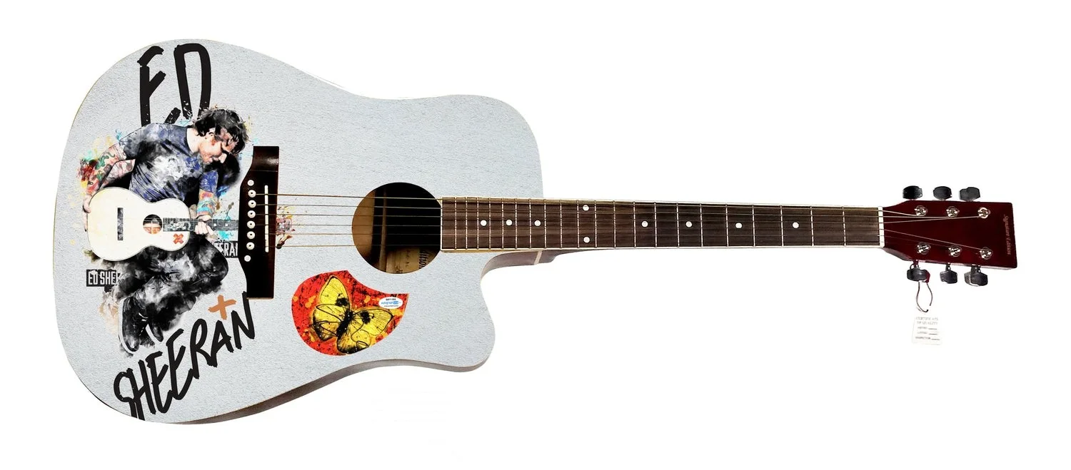 Ed Sheeran Signed Autographed Custom Graphics Photo Guitar ACOA, image 2