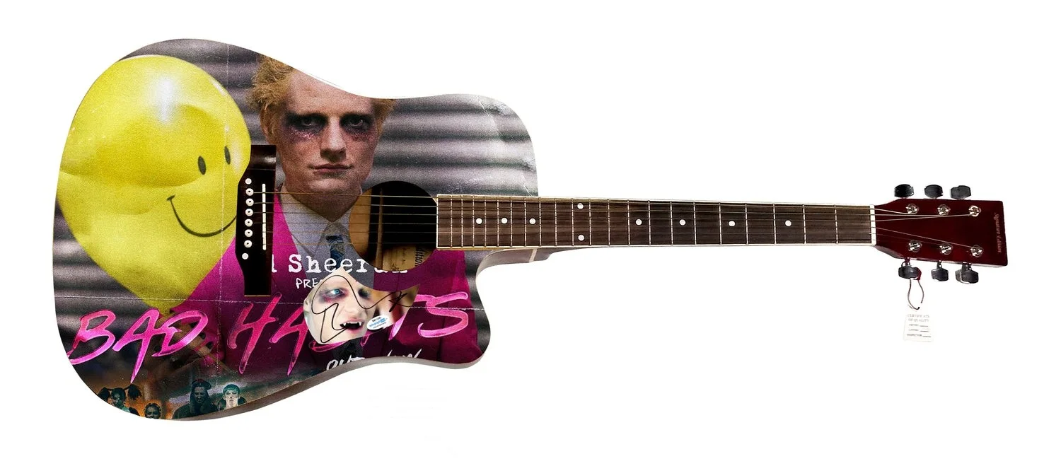 Ed Sheeran Signed Autographed Custom Graphics Photo Guitar ACOA, image 2