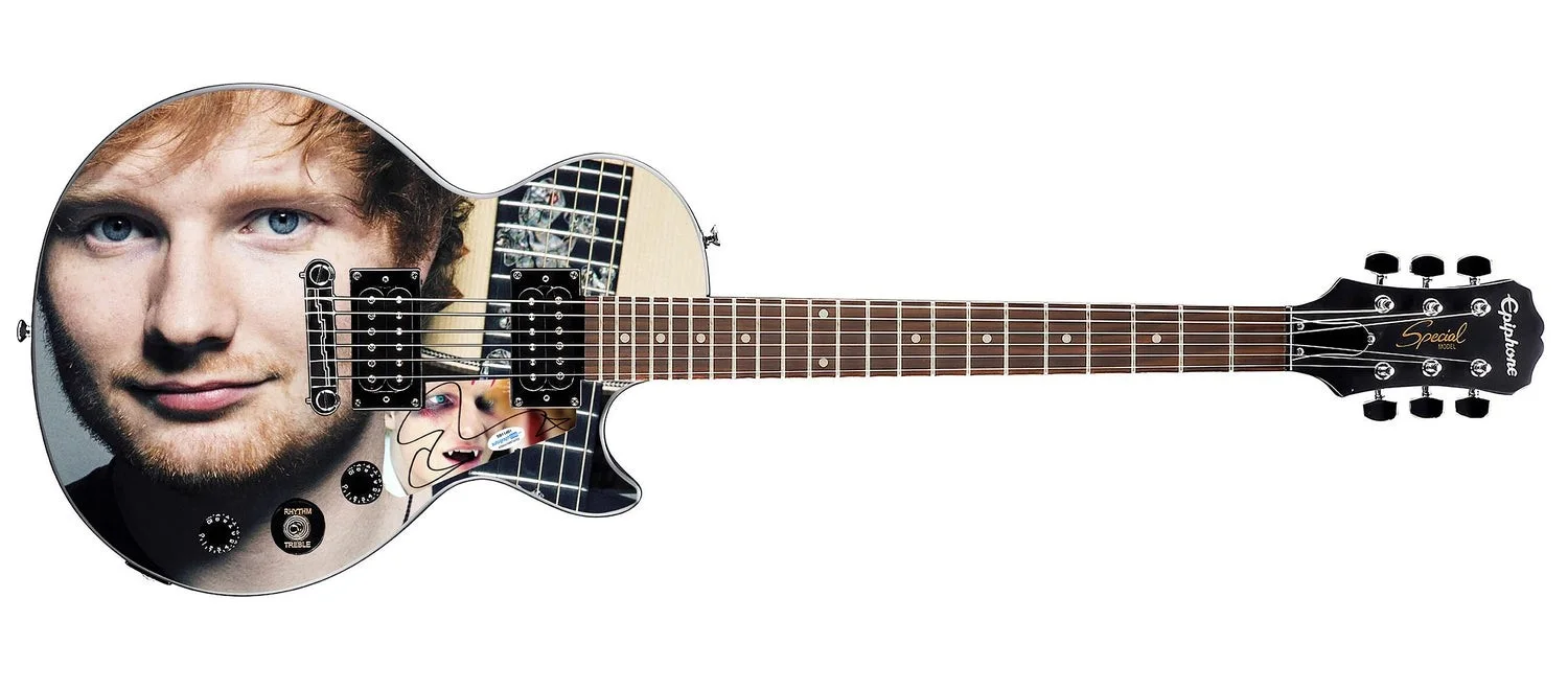 Ed Sheeran Signed Custom Graphics Gibson Epiphone Guitar ACOA, image 2