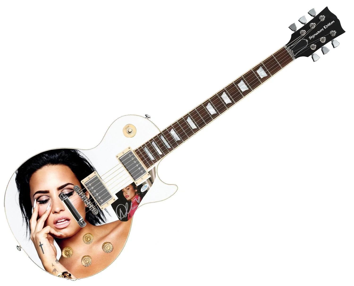 Demi Lovato Signed Autographed Custom Photo Graphics Guitar ACOA, изображение 3