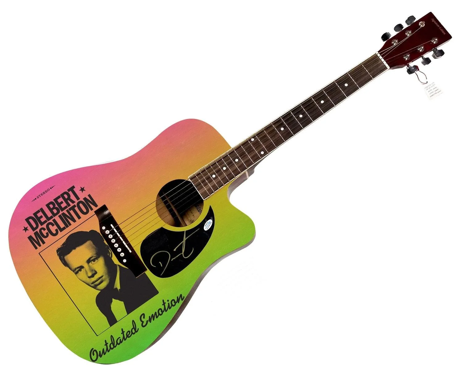 Delbert McClinton Signed 1:1 Signature Edition Graphics Photo Guitar ACOA, image 3