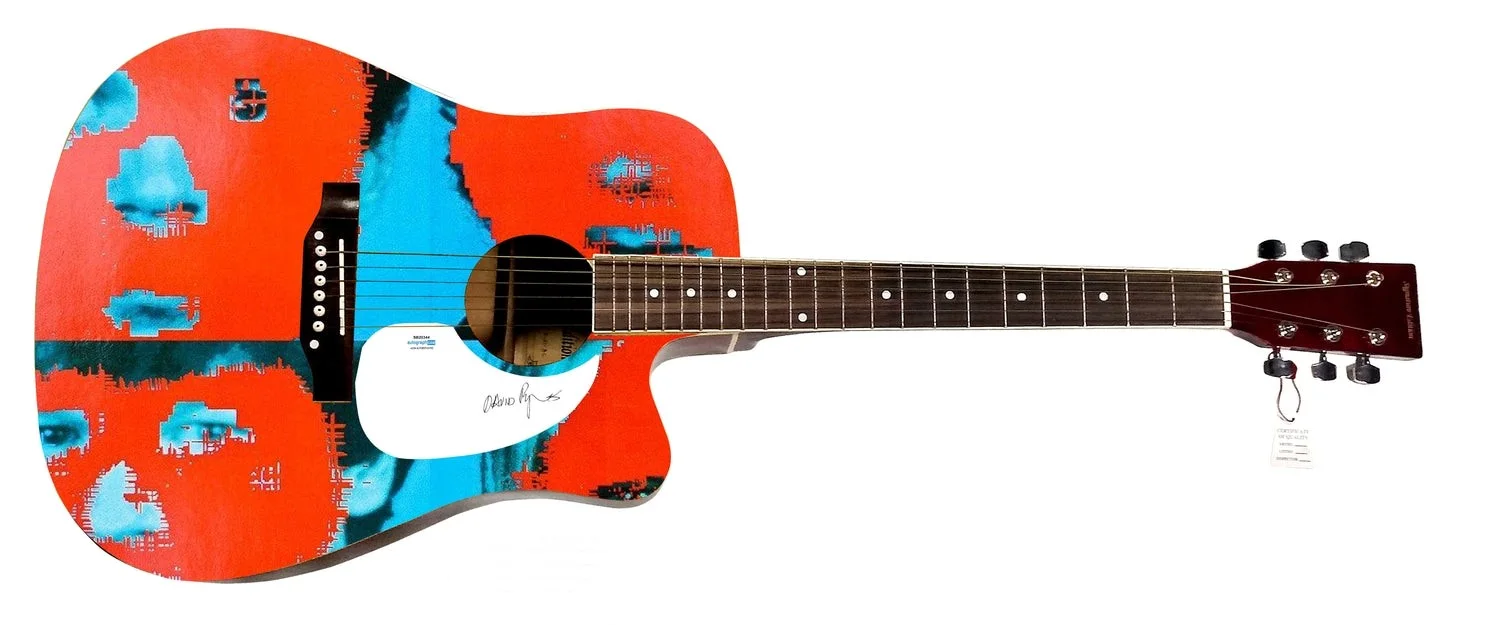 David Byrne of The Talking Heads Signed Custom Graphics 1/1 Guitar ACOA, image 2
