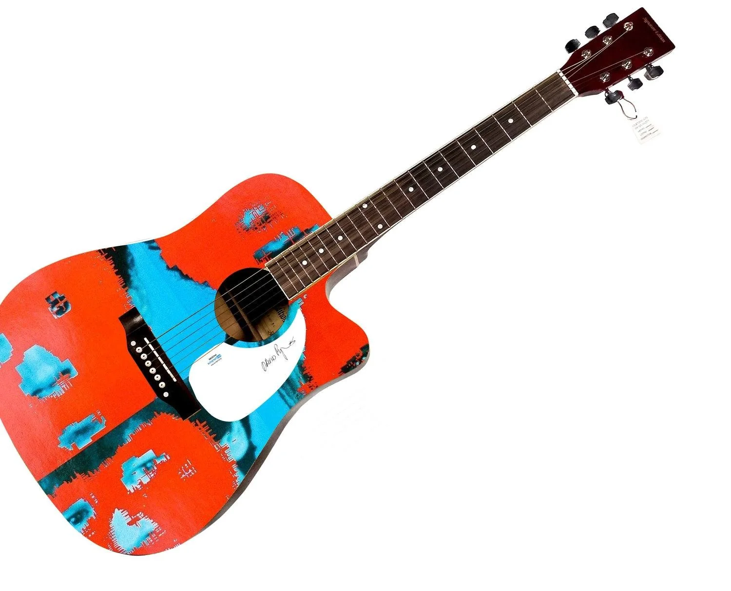 David Byrne of The Talking Heads Signed Custom Graphics 1/1 Guitar ACOA, image 3