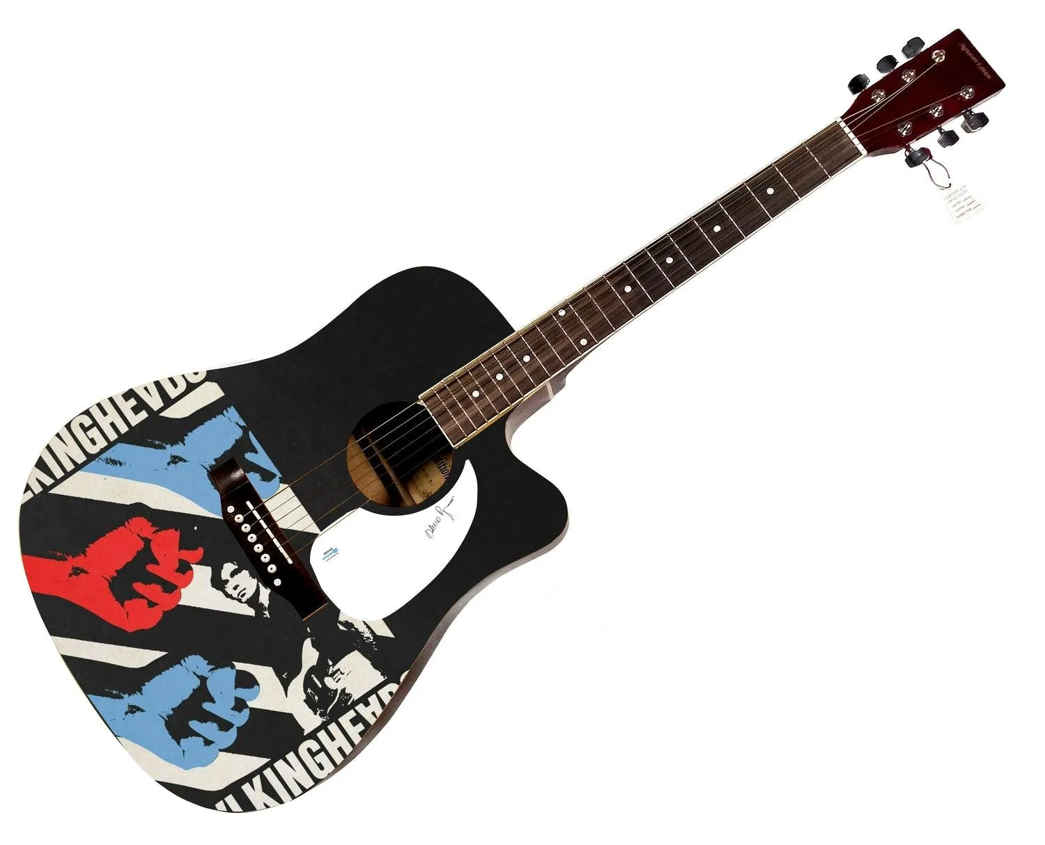 David Byrne of The Talking Heads Signed Custom Graphics 1/1 Guitar ACOA, изображение 3