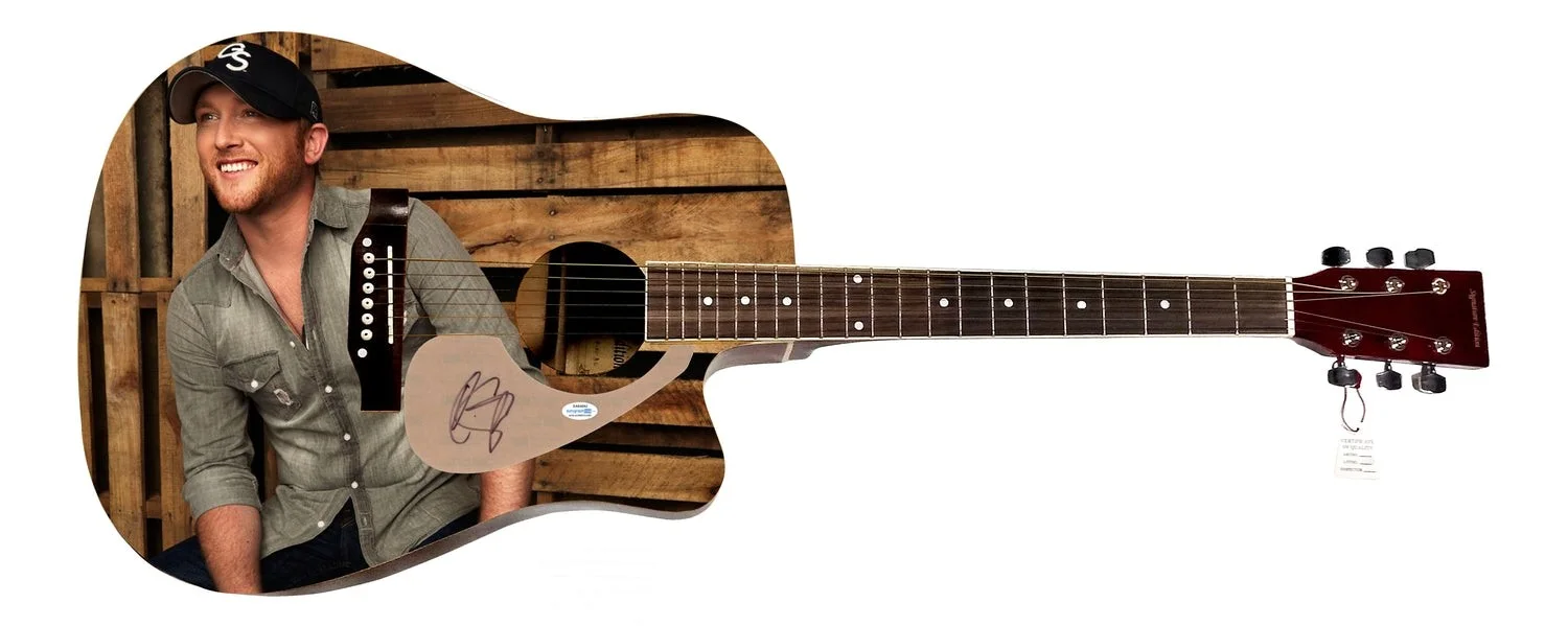 Cole Swindell Signed 1/1 Custom Graphics Photo Guitar ACOA, image 2