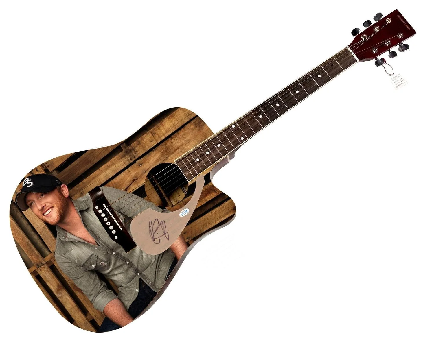 Cole Swindell Signed 1/1 Custom Graphics Photo Guitar ACOA, image 3
