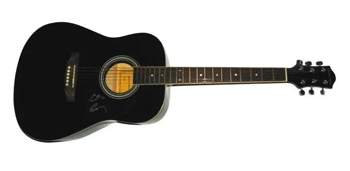 Cowboy Troy Signed Autographed Black Acoustic Guitar, image 3