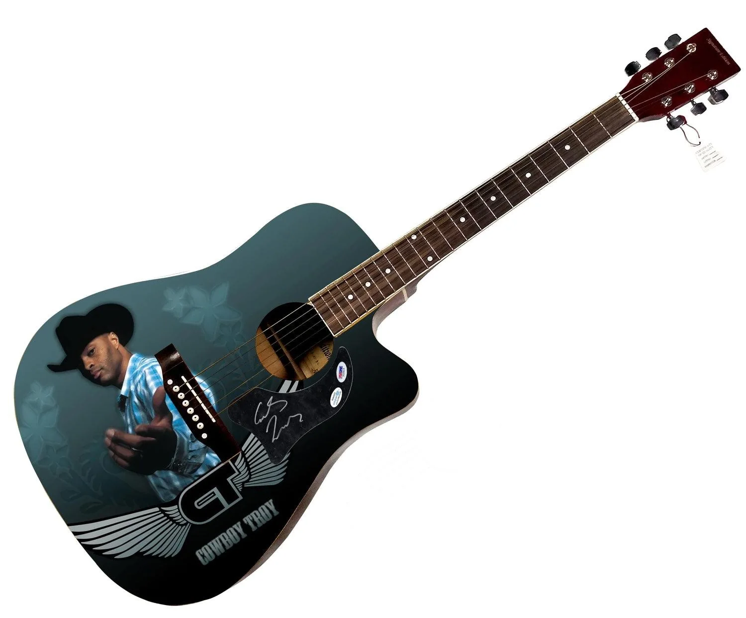 Cowboy Troy Signed 1:1 Signature Edition Graphics Photo Guitar ACOA PSA, image 3