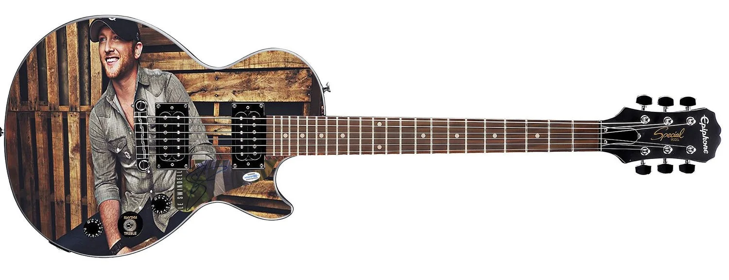 Cole Swindell Signed Gibson Epiphone Les Paul Photo Graphics Guitar ACOA, изображение 2