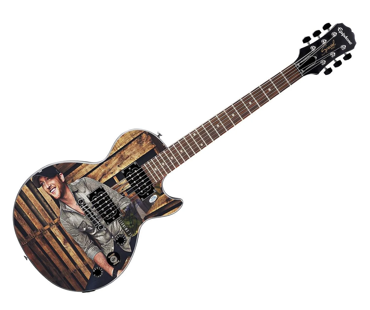 Cole Swindell Signed Gibson Epiphone Les Paul Photo Graphics Guitar ACOA, изображение 3