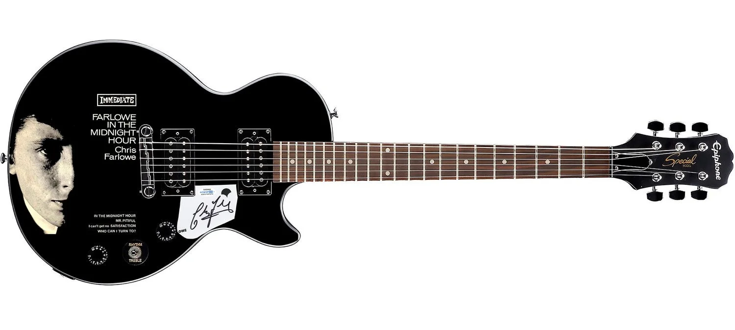 Chris Farlowe Signed Gibson Epiphone Les Paul Photo Graphics Guitar ACOA, изображение 2