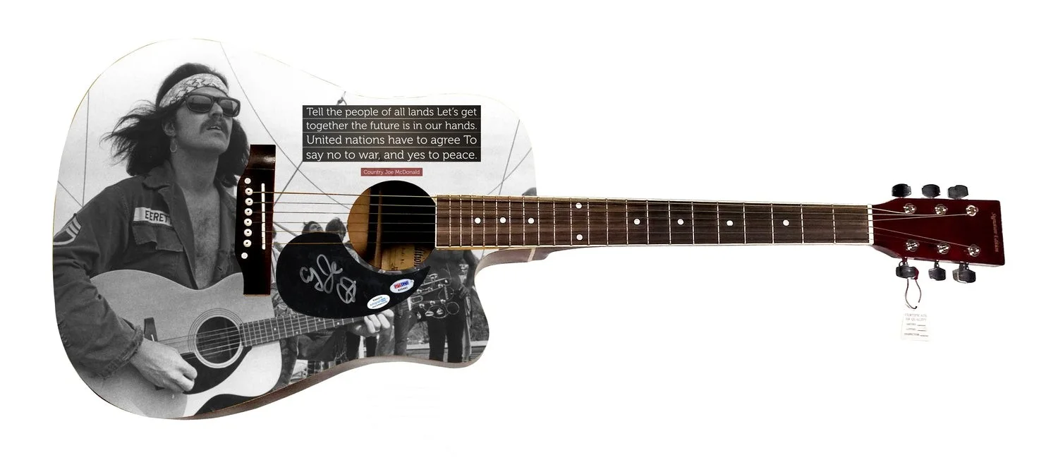 Country Joe McDonald Signed 1:1 Signature Edition Graphics Photo Guitar, изображение 2