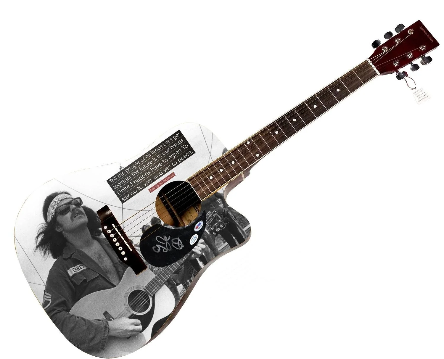 Country Joe McDonald Signed 1:1 Signature Edition Graphics Photo Guitar, изображение 3
