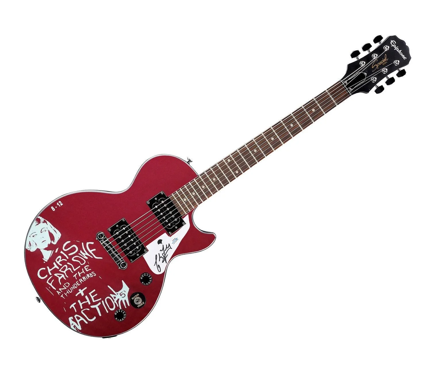 Chris Farlowe Signed Gibson Epiphone Les Paul Photo Graphics Guitar ACOA, image 3