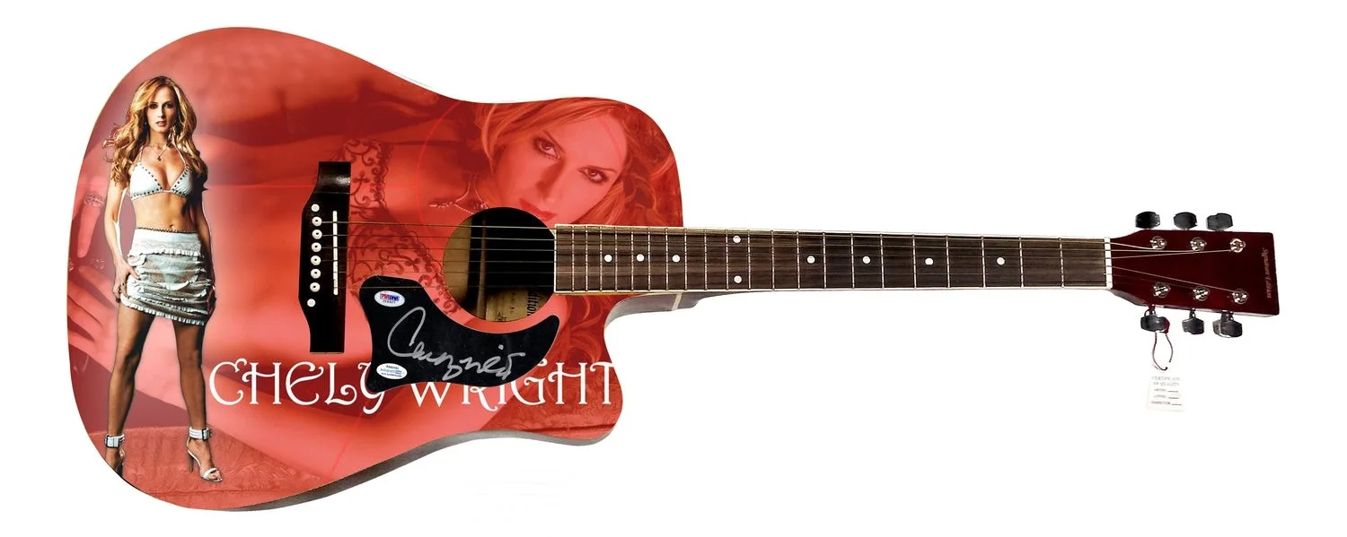 Chely Wright Signed 1/1 Custom Graphics Photo Guitar ACOA PSA, image 2