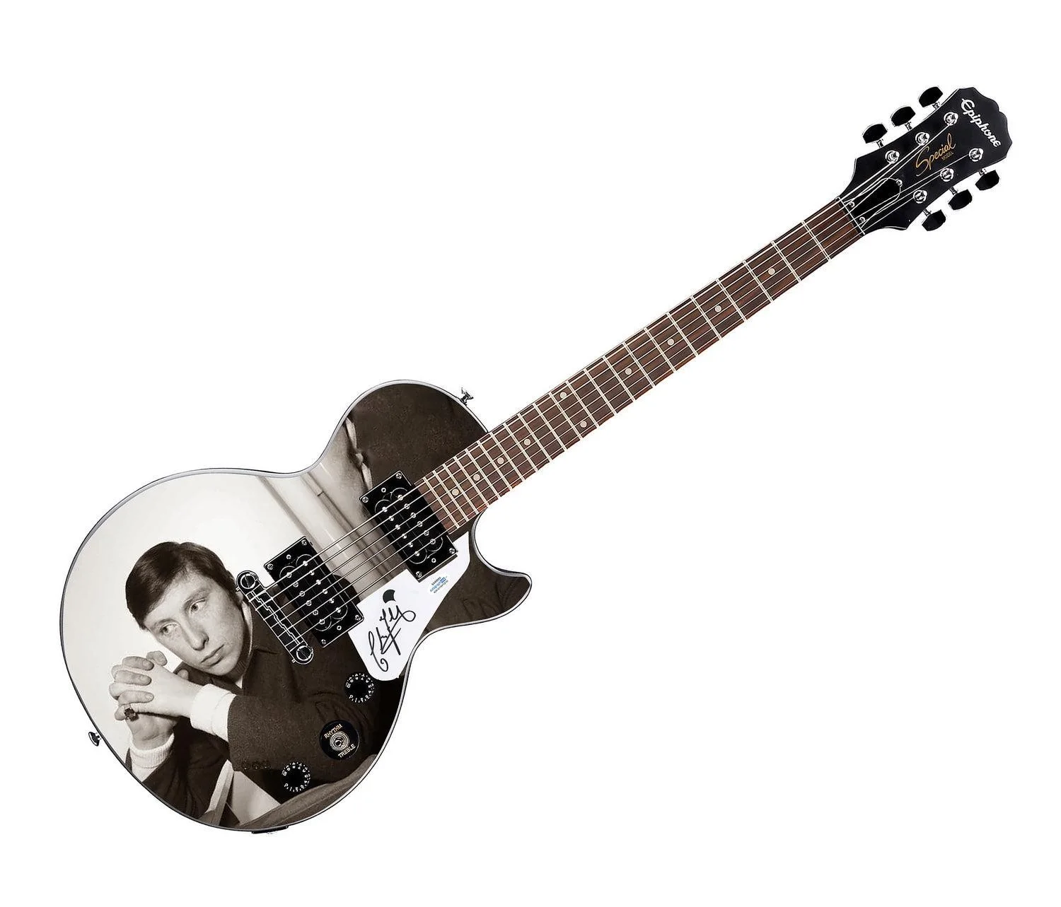 Chris Farlowe Signed Gibson Epiphone Les Paul Photo Graphics Guitar ACOA, image 3