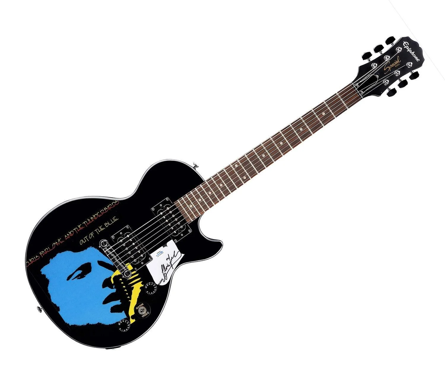 Chris Farlowe Signed Gibson Epiphone Les Paul Photo Graphics Guitar ACOA, image 3