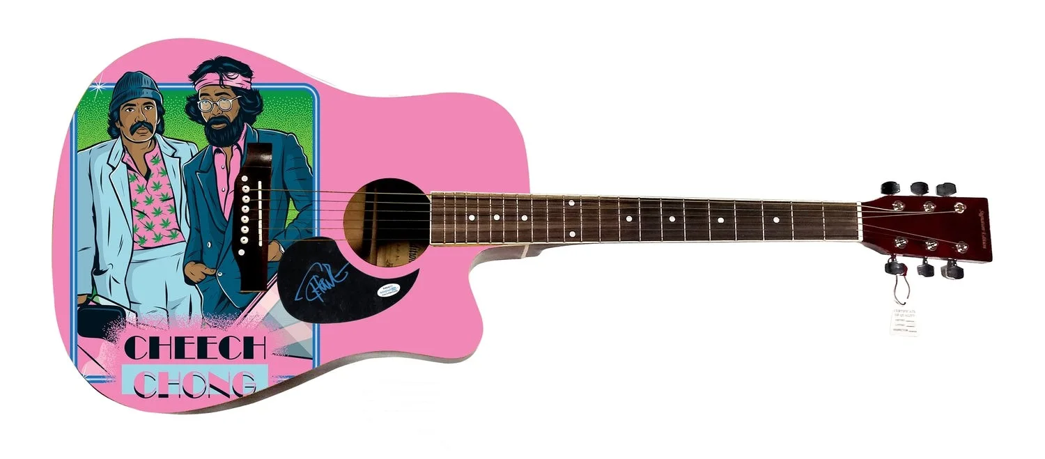 Cheech & Chong Tommy Signed 1:1 Signature Edition Graphics Photo Guitar, image 2