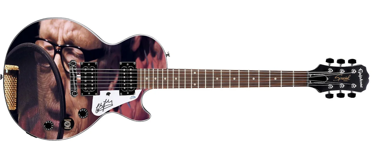 Chris Farlowe Signed Gibson Epiphone Les Paul Photo Graphics Guitar ACOA, изображение 2