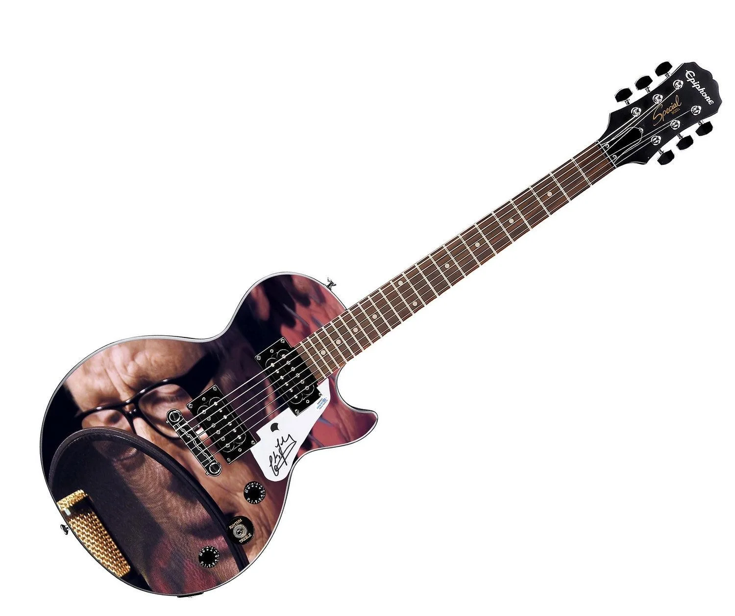 Chris Farlowe Signed Gibson Epiphone Les Paul Photo Graphics Guitar ACOA, изображение 3