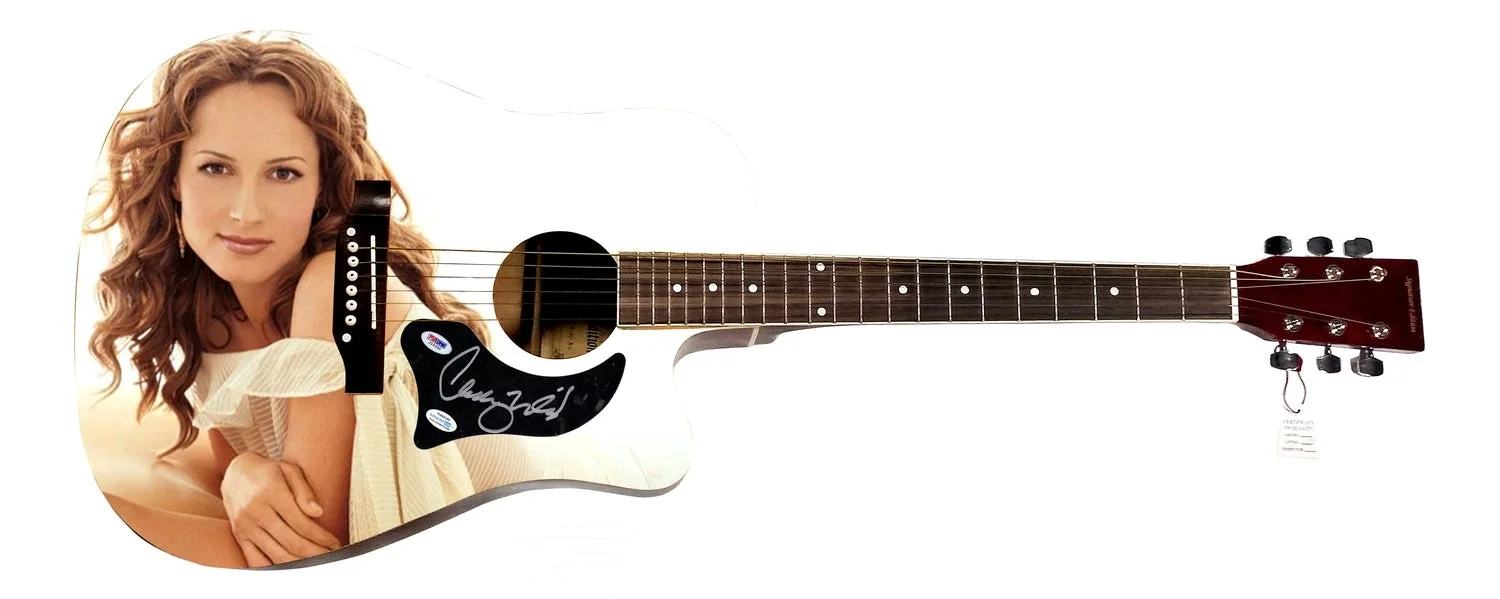 Chely Wright Signed 1/1 Custom Graphics Photo Guitar ACOA PSA, image 2