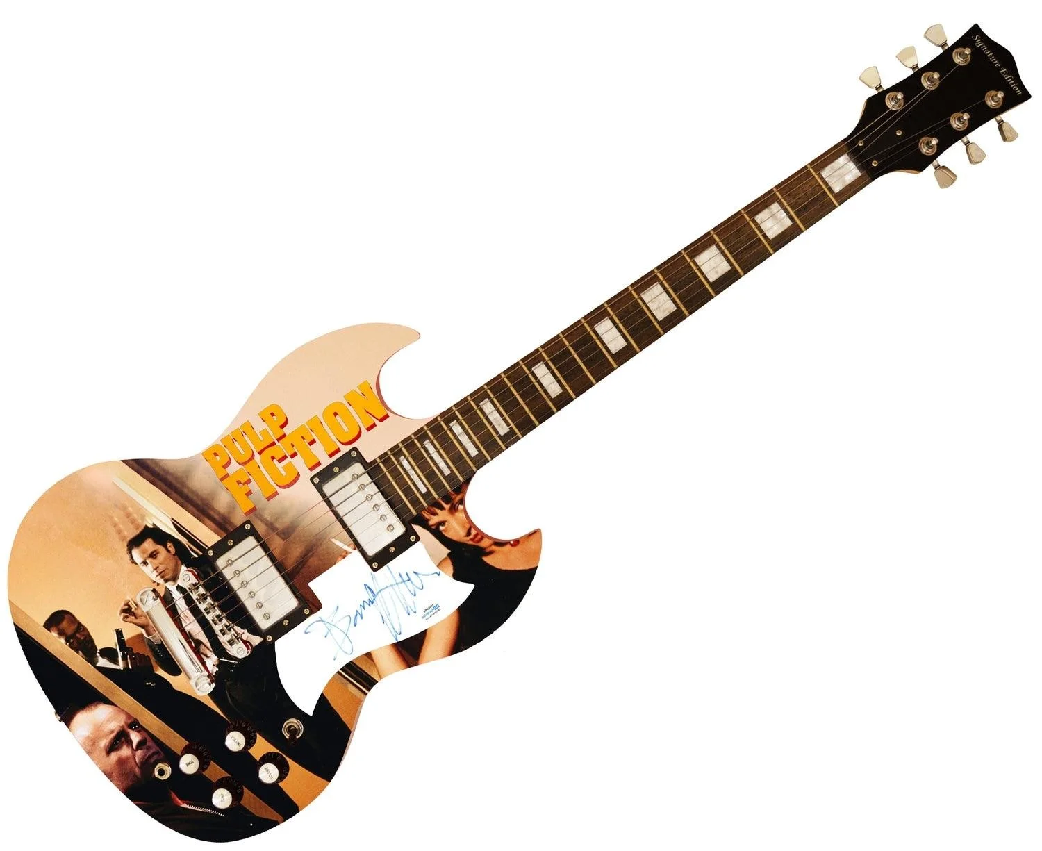 Bruce Willis Pulp Fiction Signed Custom Photo Graphics Guitar ACOA, image 3