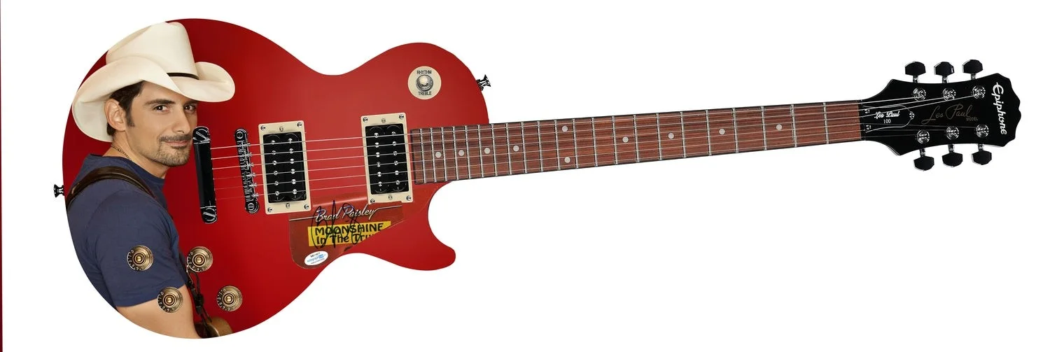 Brad Paisley Epiphone Autographed Custom Photo Graphics Guitar ACOA, image 2