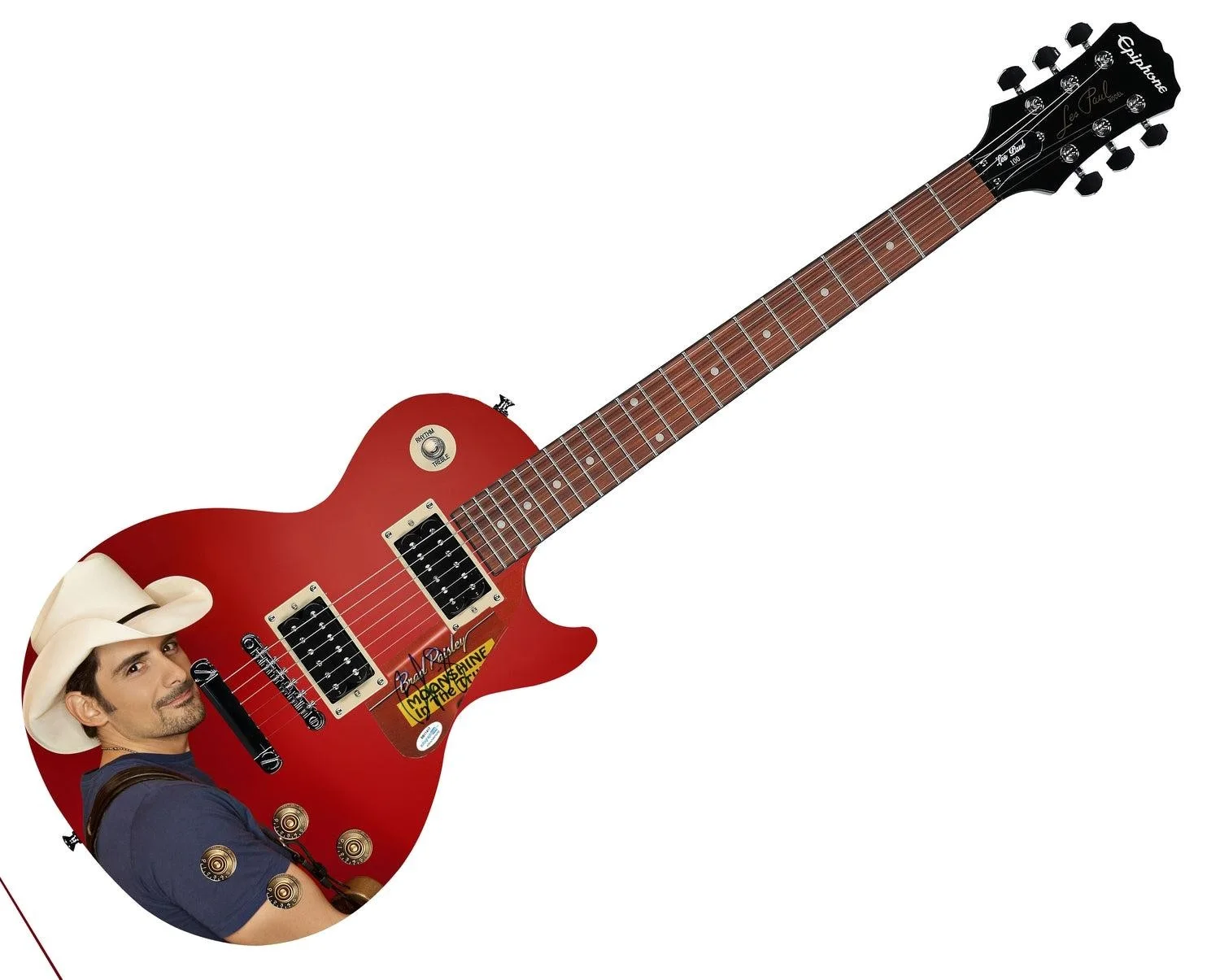 Brad Paisley Epiphone Autographed Custom Photo Graphics Guitar ACOA, image 3