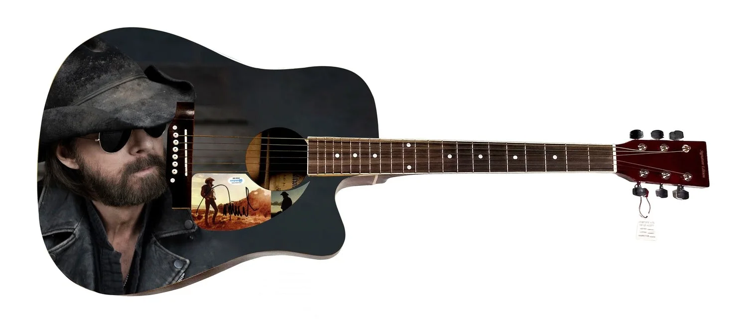 Brooks & Dunn Ronnie Signed Custom Graphics Photo Guitar ACOA, изображение 2