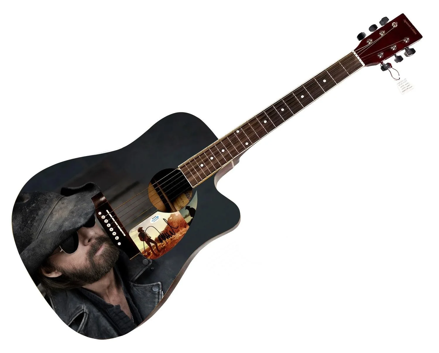 Brooks & Dunn Ronnie Signed Custom Graphics Photo Guitar ACOA, изображение 3